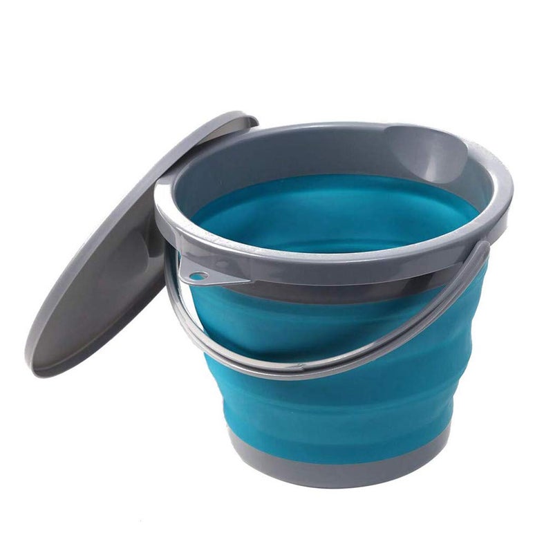 Ahyuan Collapsible Water Bucket with Locking Lid Multifunction Foldable Round Tub Water Pot Portable Water Pail Space Saving Water Container for RV, Camping, Marine, Outdoor Activities and Home (Blue) - Image 3